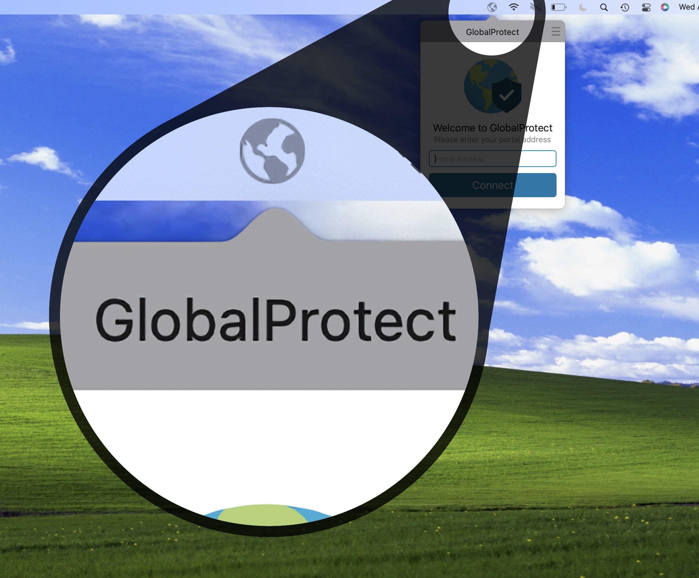 The GlobalProtect icon in the menu bar