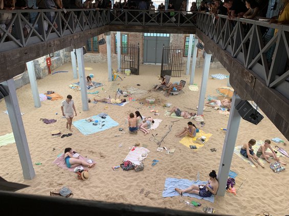 Venice Biennale, Recreated beach for Sun & Sea live opera about climate crisis in Lithuania Pavilion