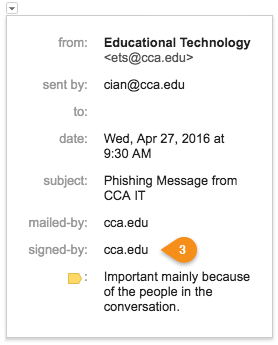 Properly signed email from real cca.edu staff.