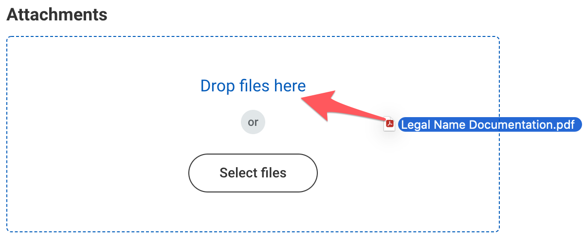 Drag and drop file into the document Attachments form field