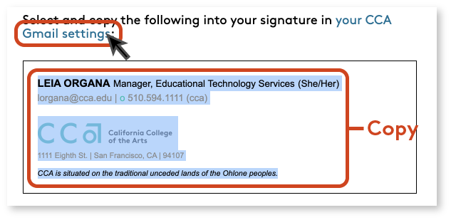 Create Cca Email Signature
