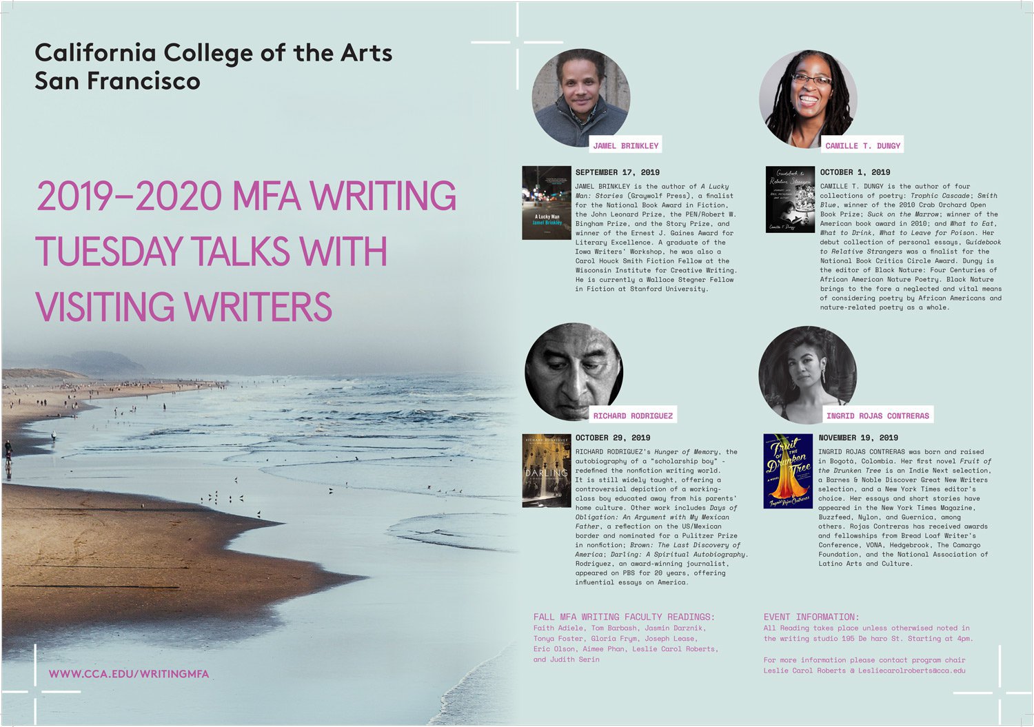 CCA 2019-2020 MFA Writing Tuesday Talks with Visiting Writers_2019_Events_NP