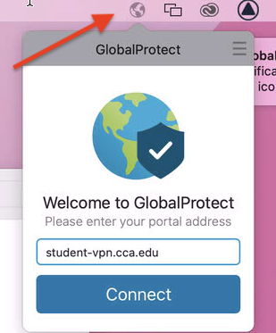 The GlobalProtect icon in the menu bar