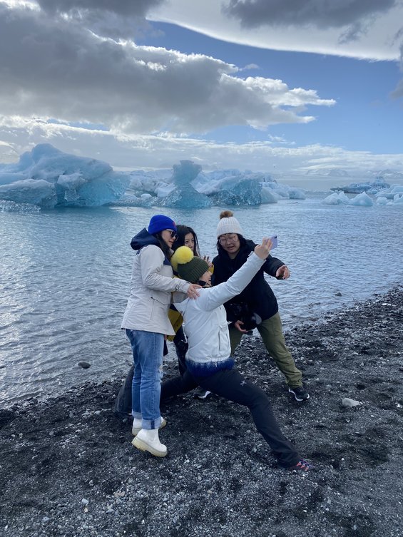 CCA students posing in front of glacier