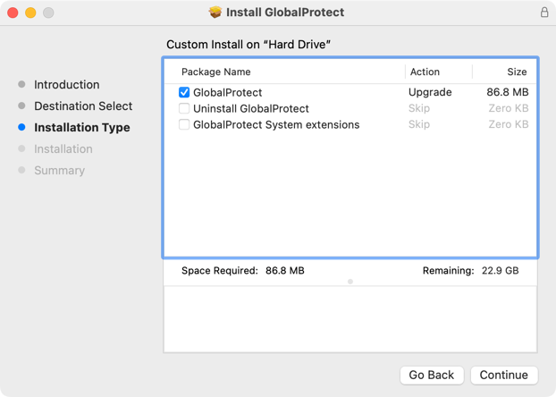 Welcome to the Global Protect Installer. Click the 'Continue' button to proceed.