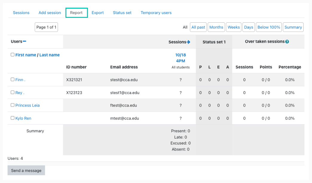 Taking Attendance - CCA Portal