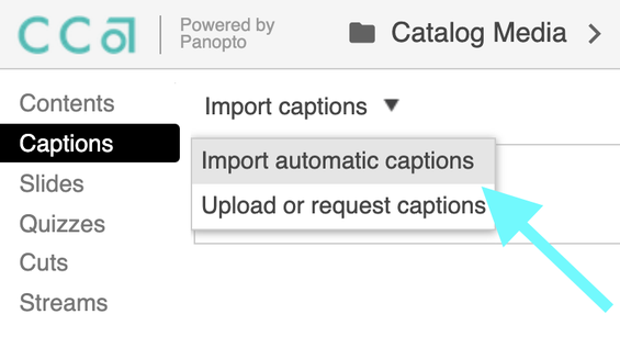 Importing automatic captions in Panopto