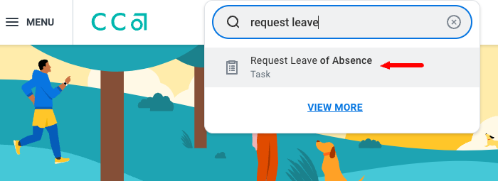 Request Leave of Absence task, found in Workday search