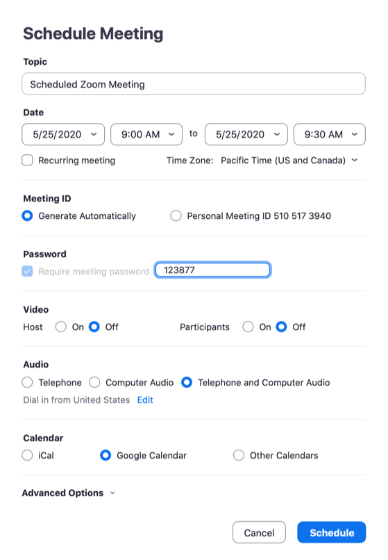 Scheduling options