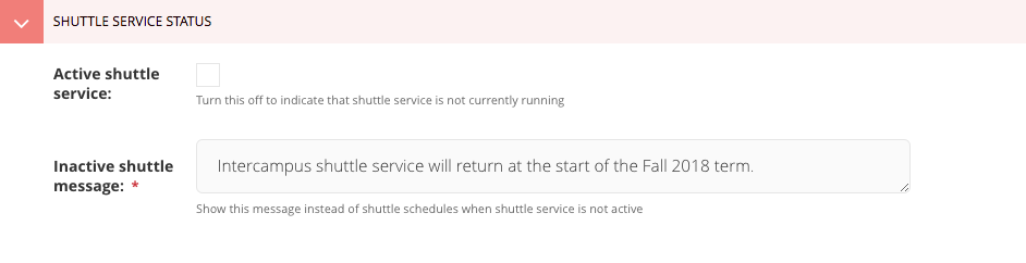 Shuttle Service Status