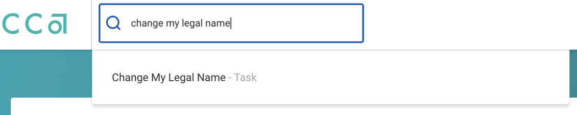 change my legal name task in Workday search bar