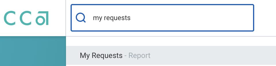 My Requests task in the Workday search bar