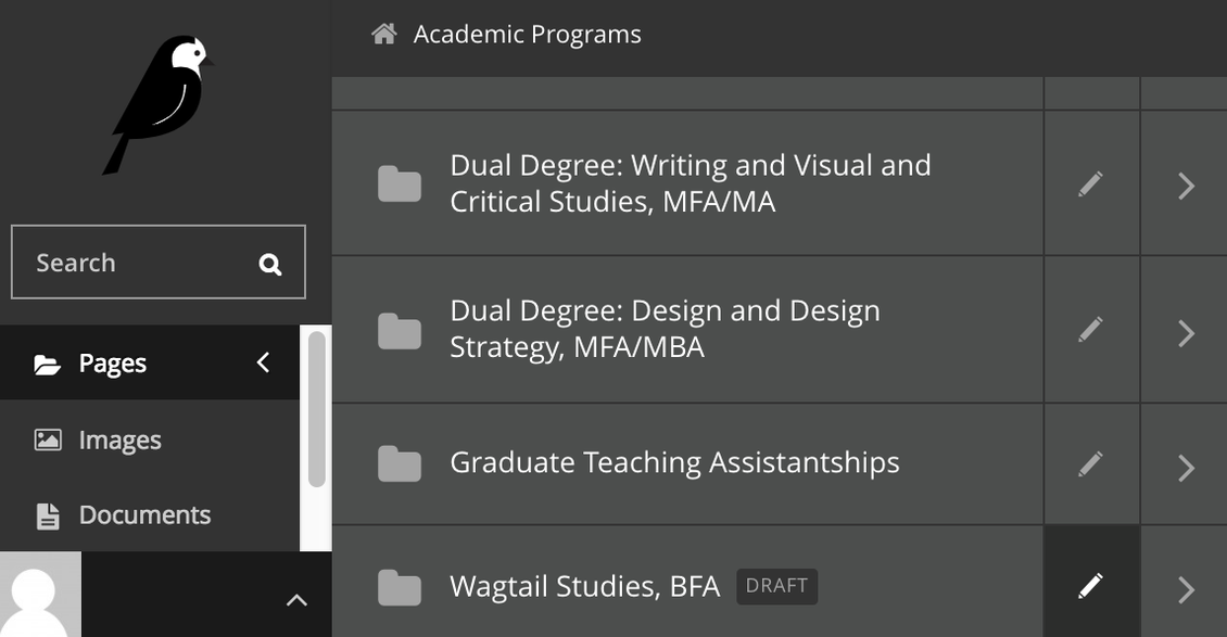 Wagtail Pages Menu