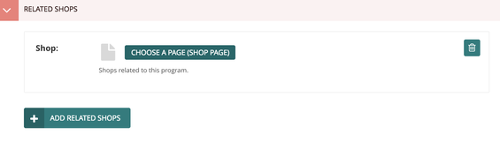 Related Shops Choose a Page Button
