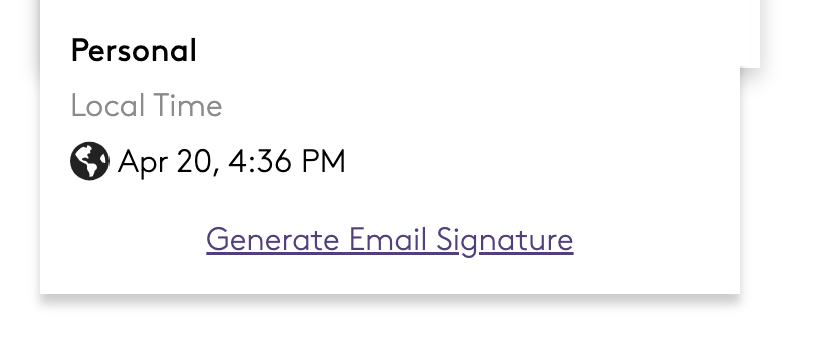 Generate Email Signature link on Portal profile