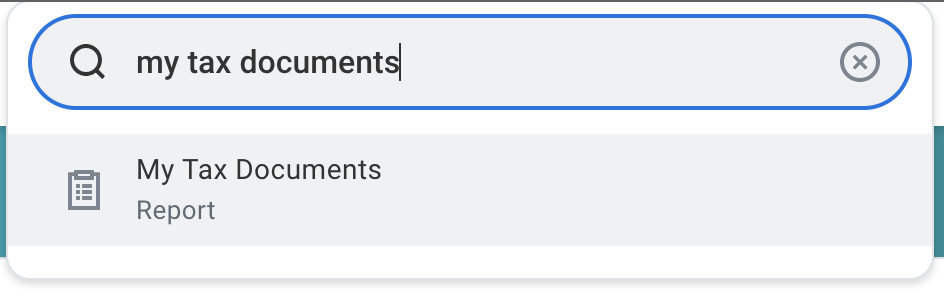 My Tax Documents report in Workday typeahead search