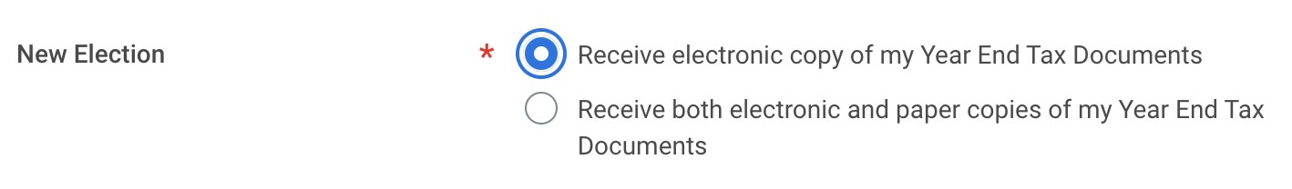 New Election radio button selection