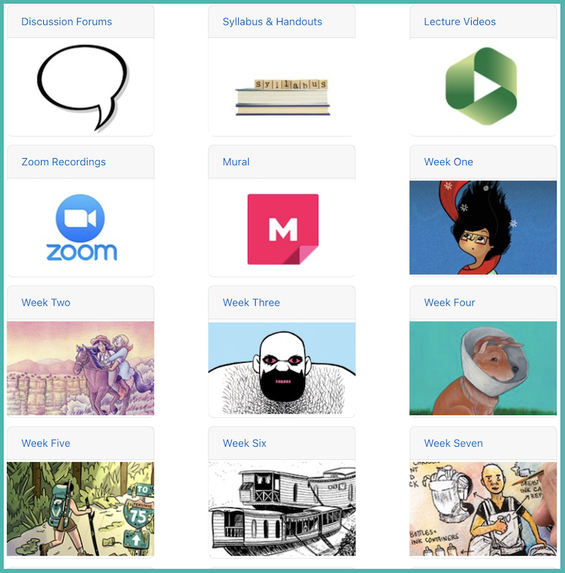 A visual example of a Moodle course using the Grid Format