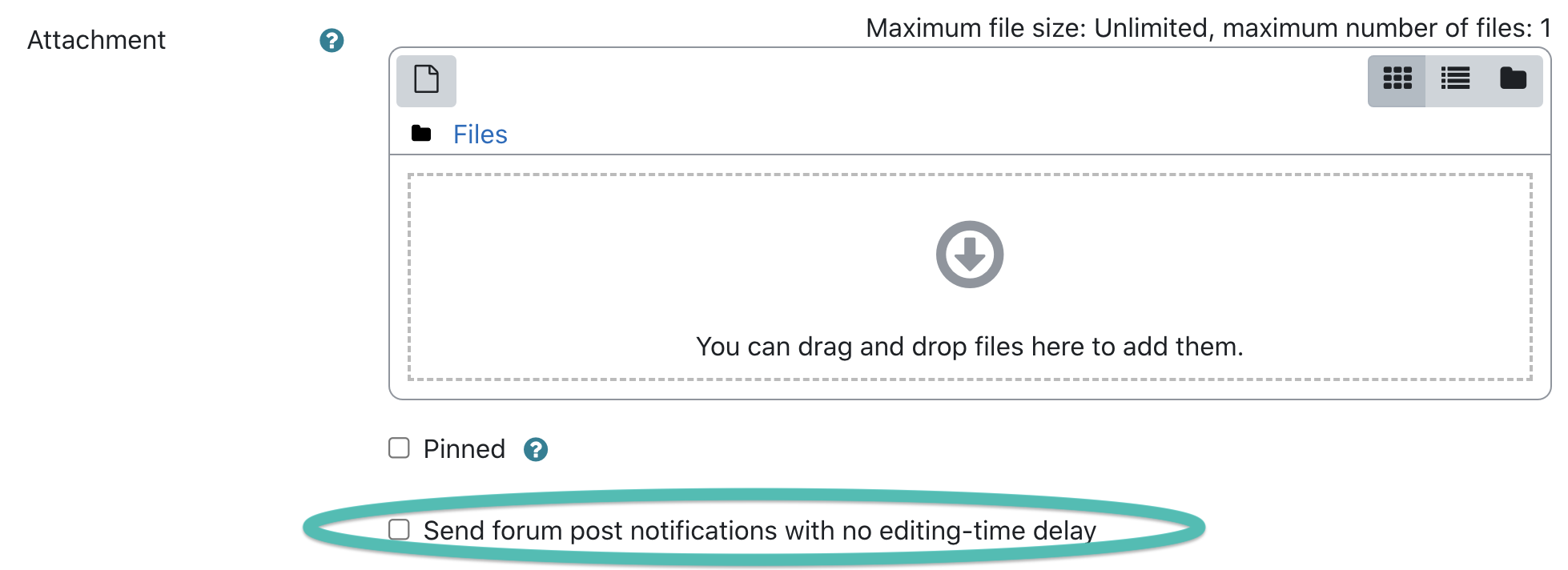 Editing time delay checkbox on Moodle forums
