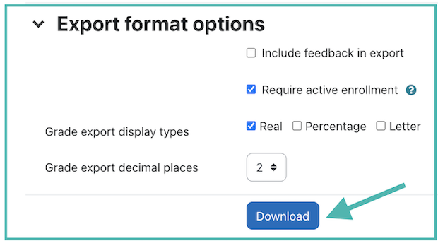 Moodle grade export download