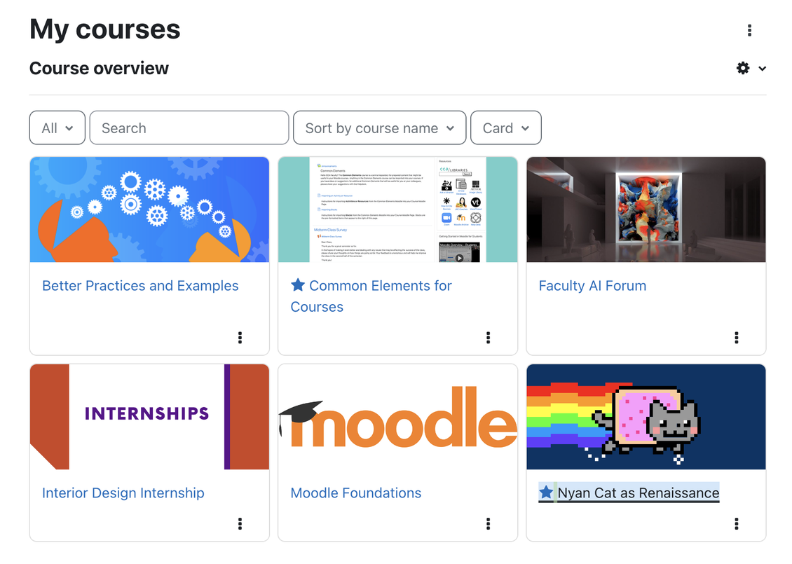 Moodle's My Courses page