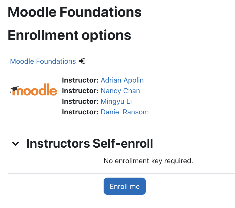Enroll me button on Moodle