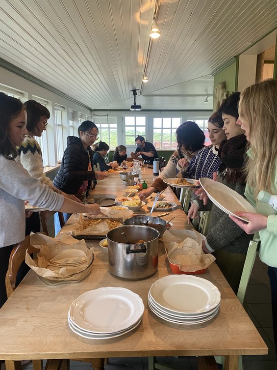 CCA students sharing a meal at Skalanes