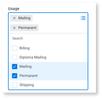 Address usage field