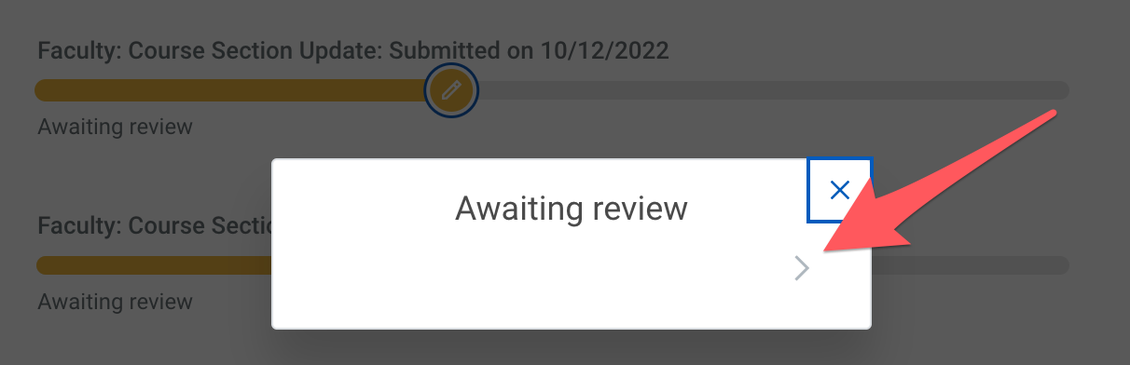 Arrow to view more details in request progress popup menu