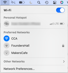 WiFi Networks menu (Mac)