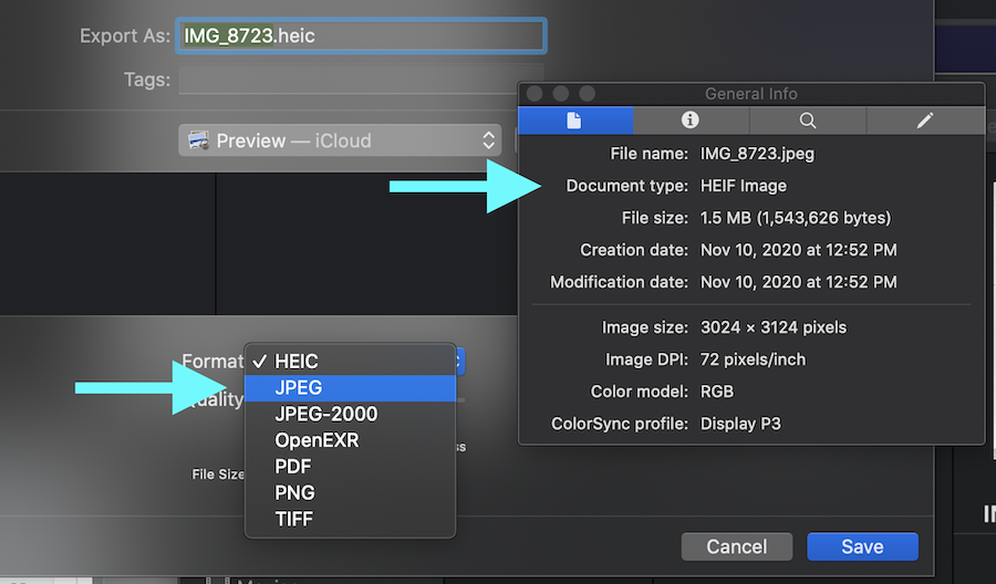 convert HEIC to JPEG using Preview app