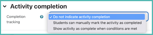 activity completion setting