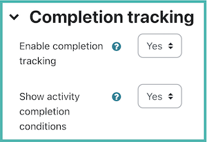 course level activity completion setting