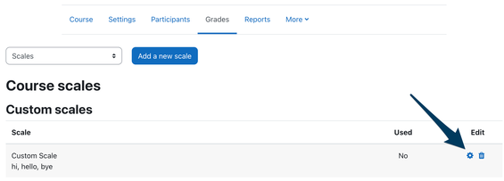 gear icon to edit a scale in Moodle