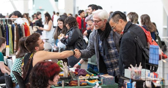 People shopping at the Spring fair at California College of the Arts