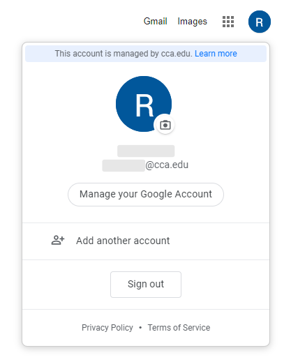 Currently signed in account and account switcher