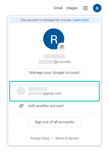 Google account switcher