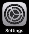 Settings icon consisting of metallic gears with "Settings" text below
