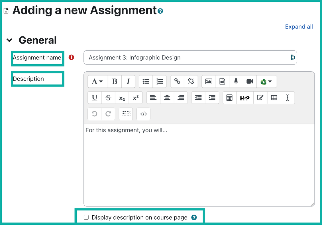 moodle add assignment