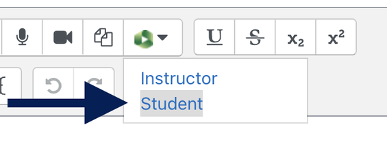 Student submission button in Panopto